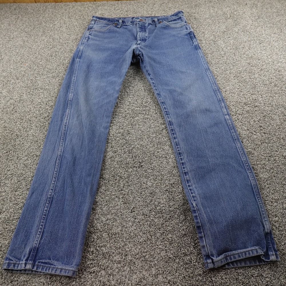 VTG Wrangler Jeans Mens 38X36 Dark Blue Denim Western Cowboy Cut Rodeo 13MWZ 90s